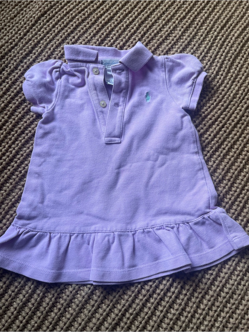 Ralph Lauren Lavender Ruffle Hem Polo Dress Top